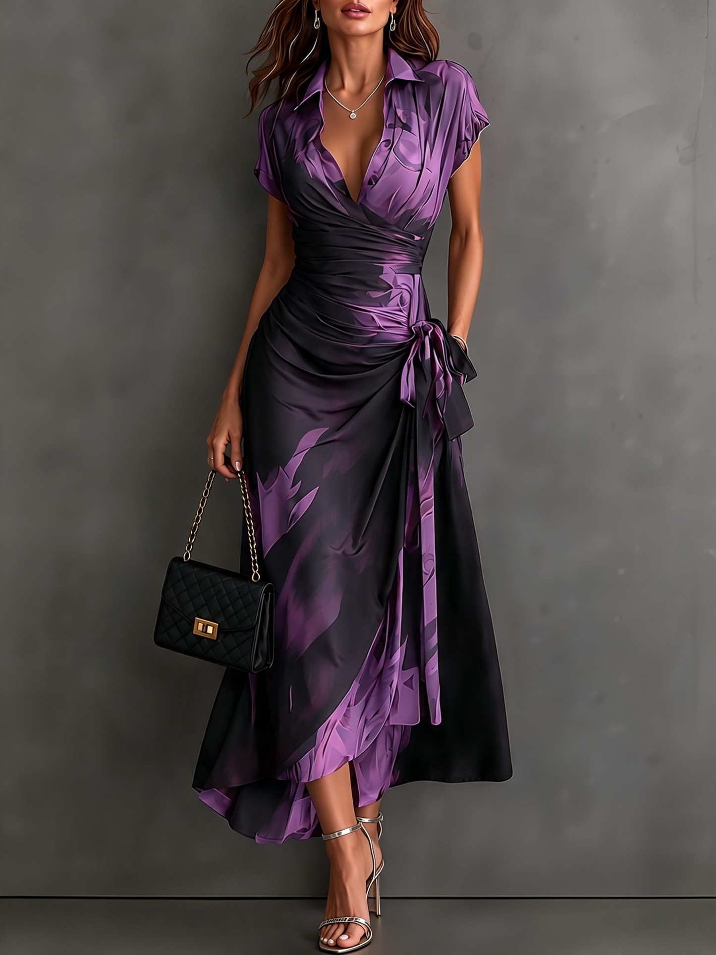 Amelie Rosier | Valeria — Vestido Cruzado Estampado Abstracto