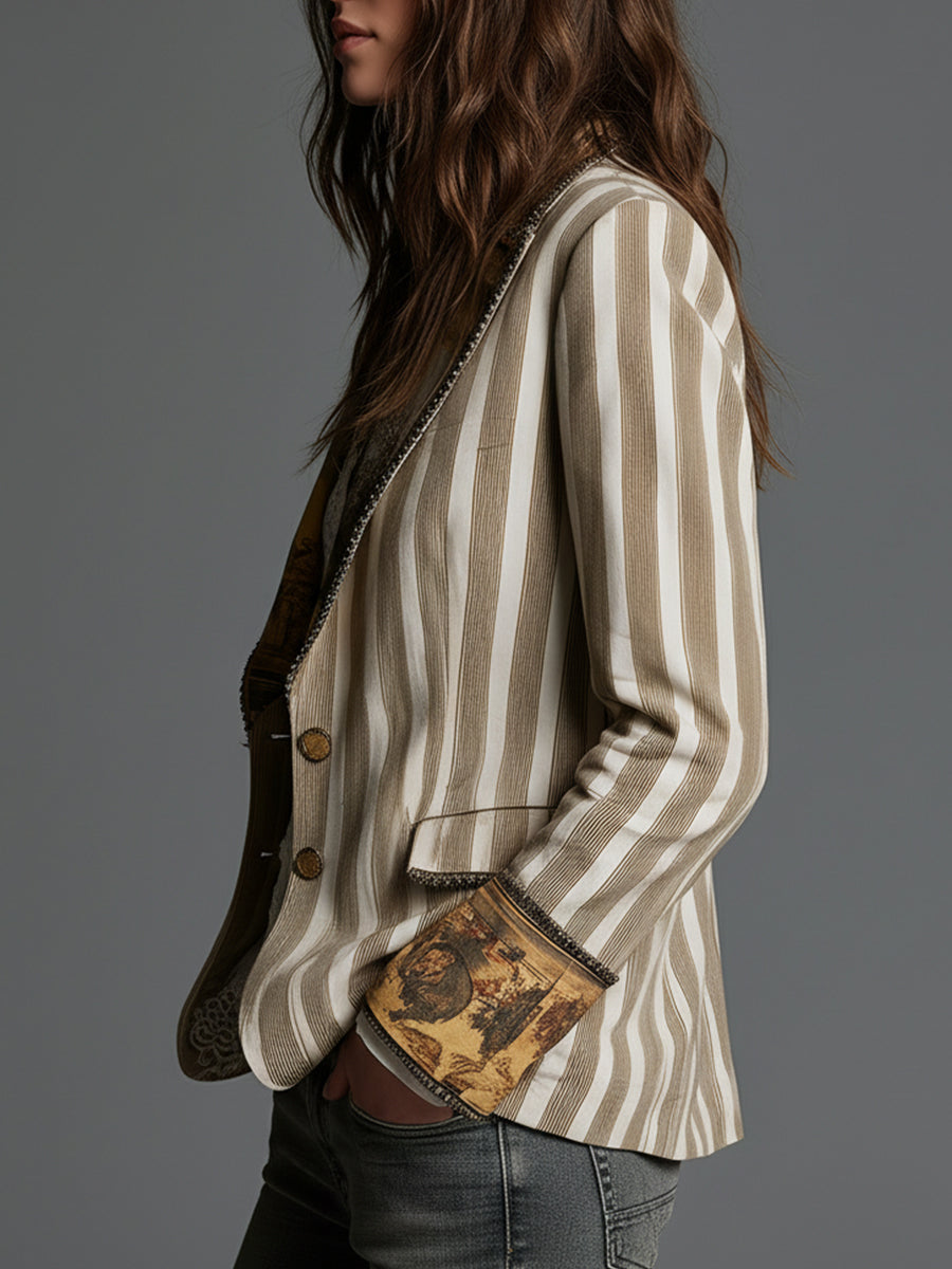 Amelie Rosier | Esmeralda — Blazer de Rayas con Contrastes