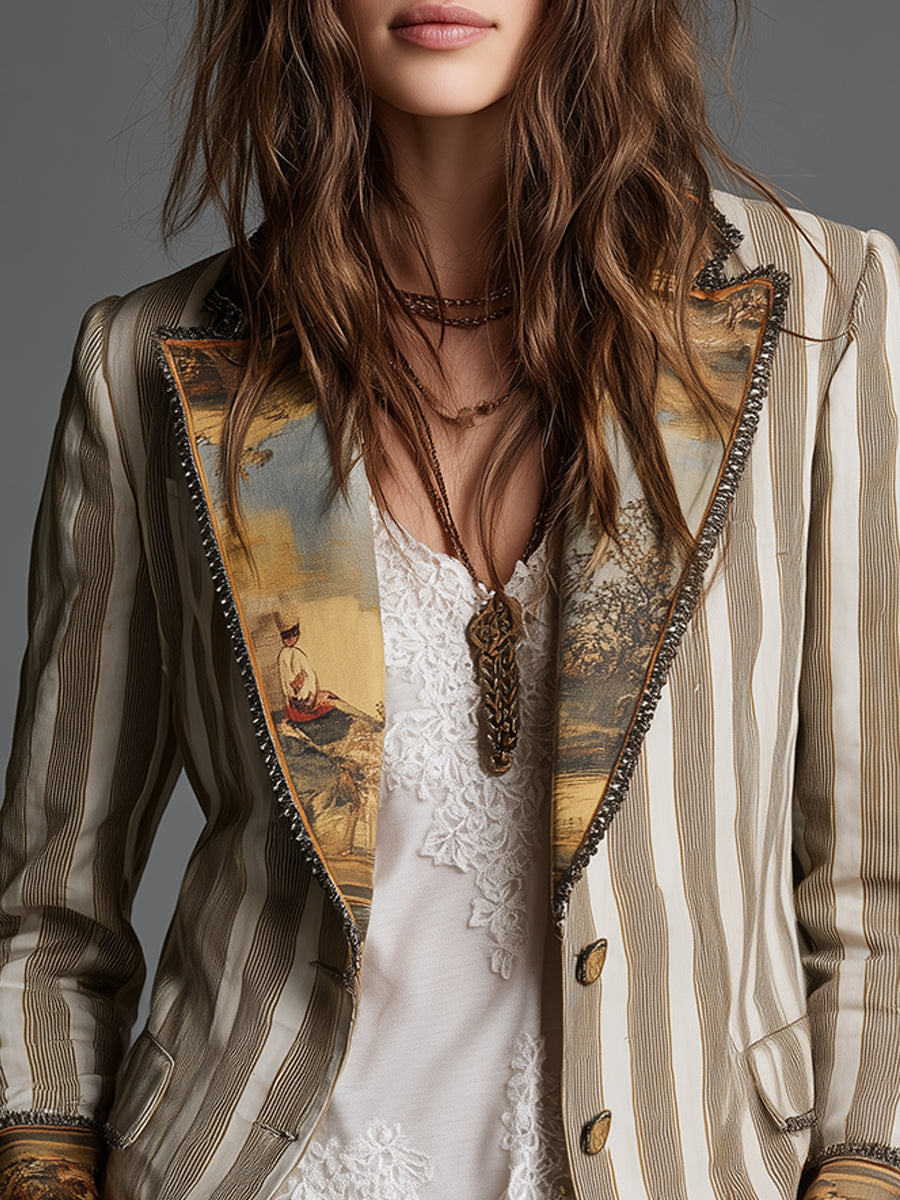 Amelie Rosier | Esmeralda — Blazer de Rayas con Contrastes