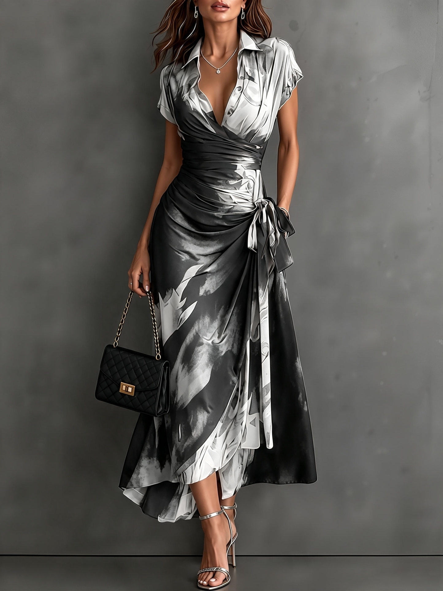 Amelie Rosier | Valeria — Vestido Cruzado Estampado Abstracto