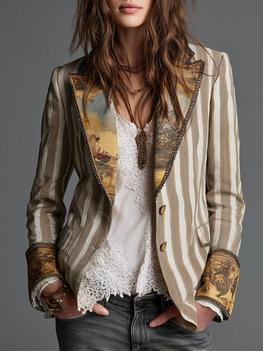 Amelie Rosier | Esmeralda — Blazer de Rayas con Contrastes