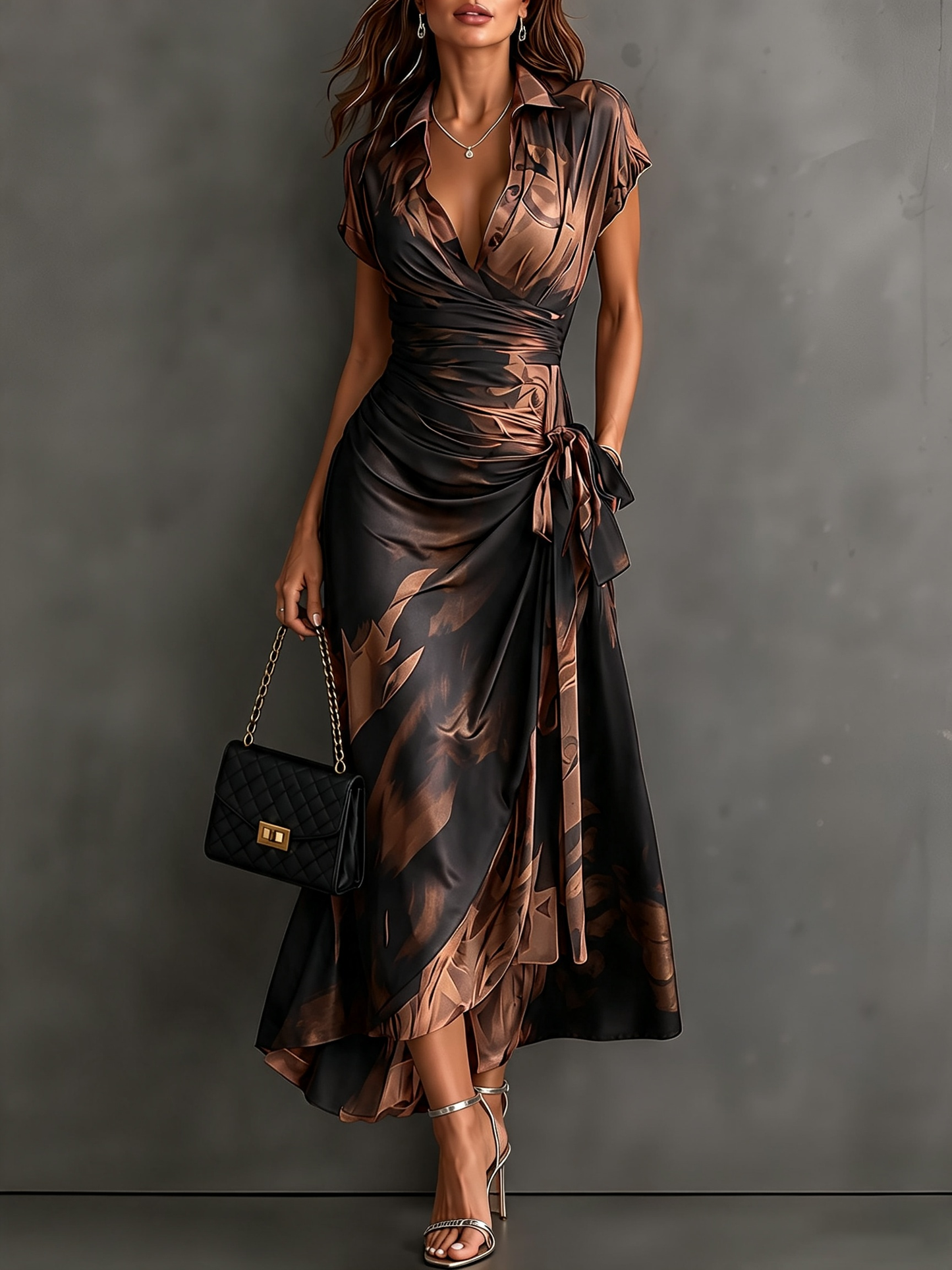 Amelie Rosier | Valeria — Vestido Cruzado Estampado Abstracto