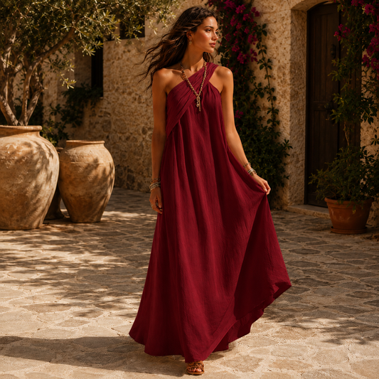 Vestido maxi cruzado Vera - Amelie Rosier - vista lateral