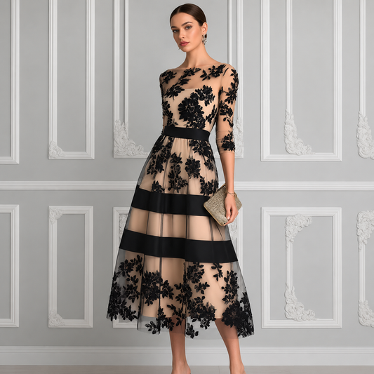 Amelie Rosier | Nora — Vestido Midi de Encaje Negro