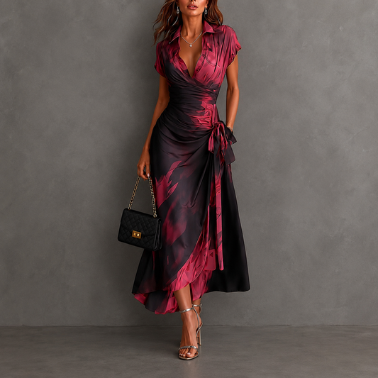 Amelie Rosier | Valeria — Vestido Cruzado Estampado Abstracto