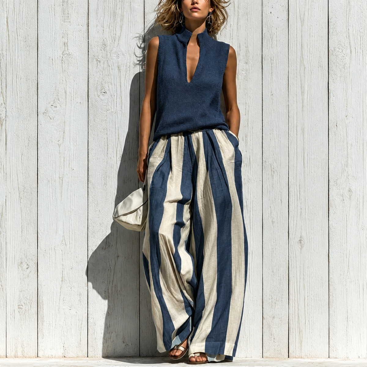 Amelie Rosier | Victoria — Conjunto de Rayas Top y Pantalón Ancho