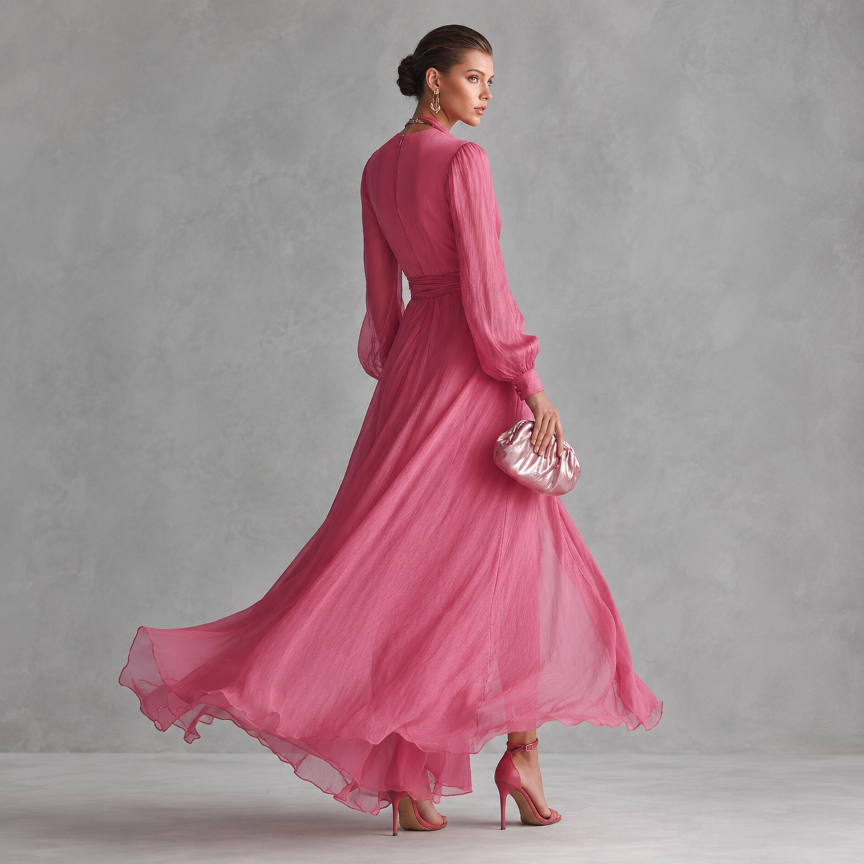 Amelie Rosier | Gloria — Vestido Largo Rosa Coral Escote V