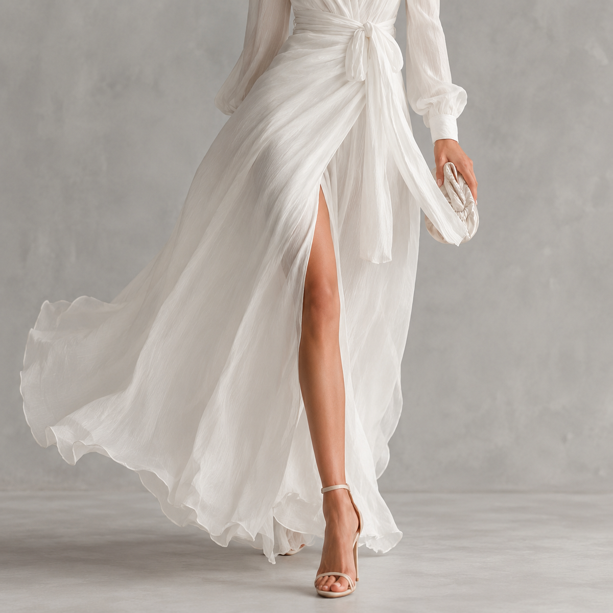 Amelie Rosier | Gloria — Vestido Largo Rosa Coral Escote V