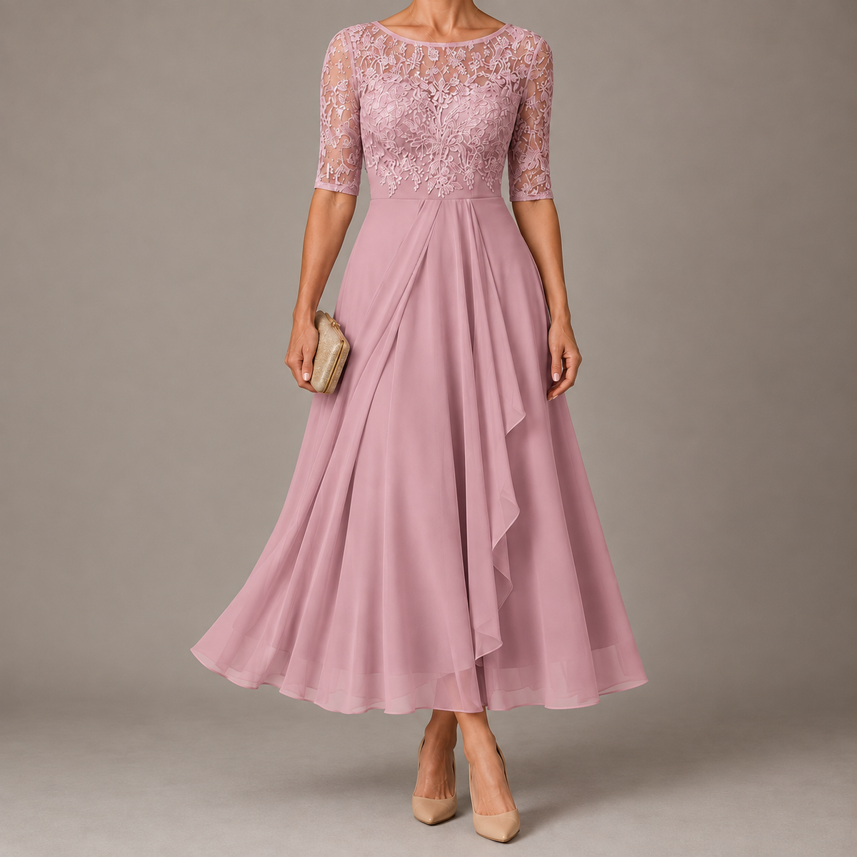 Amelie Rosier | Alba — Vestido Midi de Encaje Azul