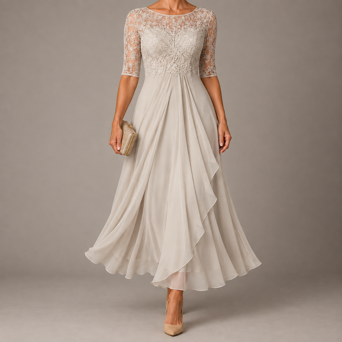 Amelie Rosier | Alba — Vestido Midi de Encaje Azul