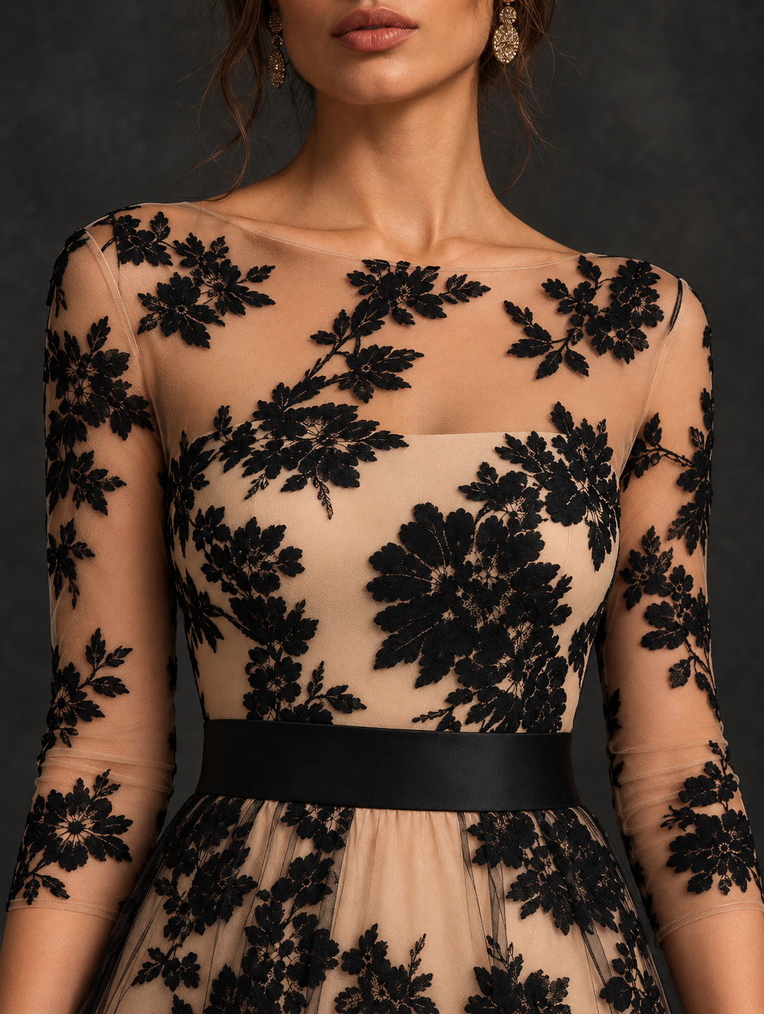 Amelie Rosier | Nora — Vestido Midi de Encaje Negro