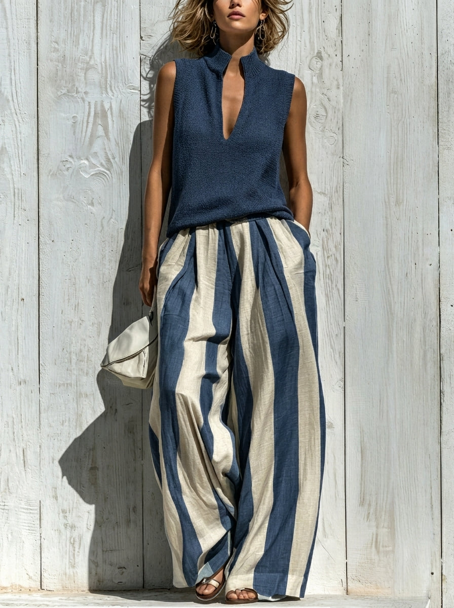 Amelie Rosier | Victoria — Conjunto de Rayas Top y Pantalón Ancho