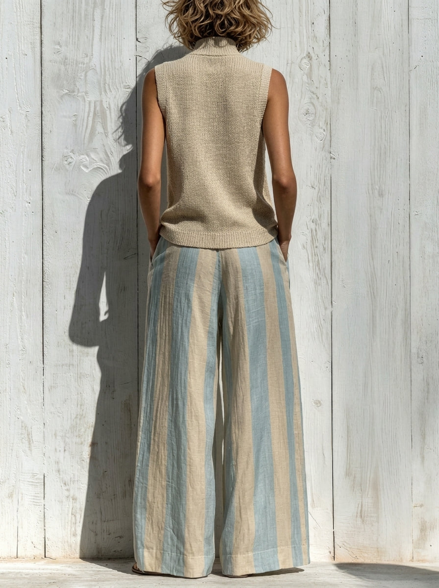 Amelie Rosier | Victoria — Conjunto de Rayas Top y Pantalón Ancho