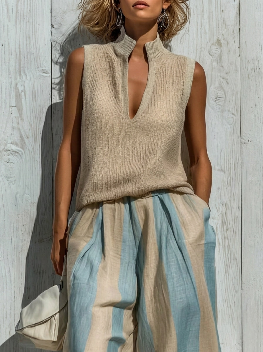 Amelie Rosier | Victoria — Conjunto de Rayas Top y Pantalón Ancho
