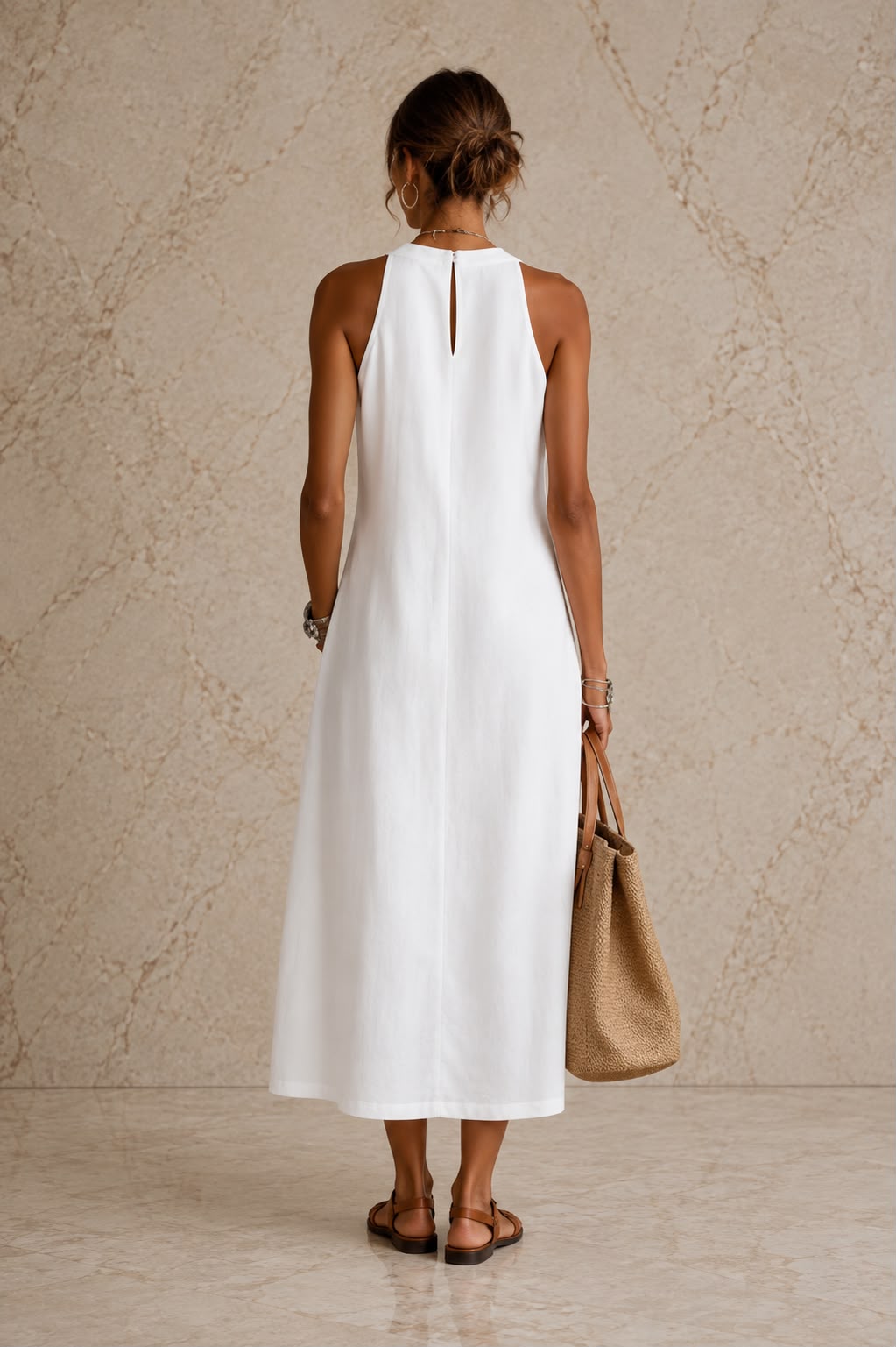Amelie Rosier | Yasmine — Vestido Maxi de Lino con Encaje