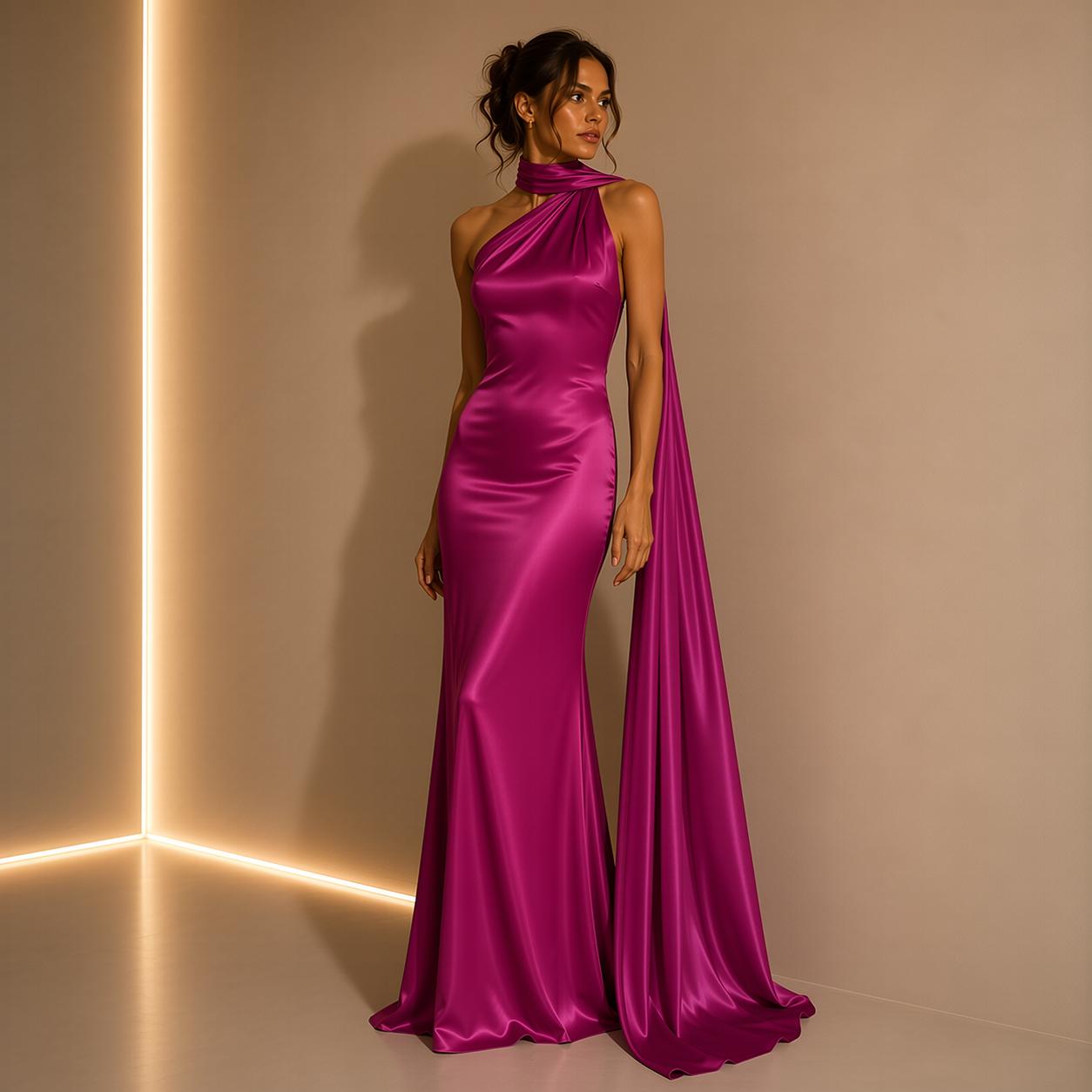 Amelie Rosier | Delphine — Vestido Halter con Cintas de Satén