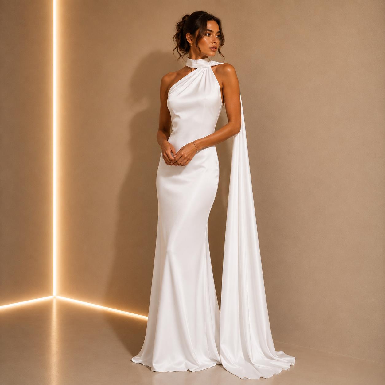 Amelie Rosier | Delphine — Vestido Halter con Cintas de Satén
