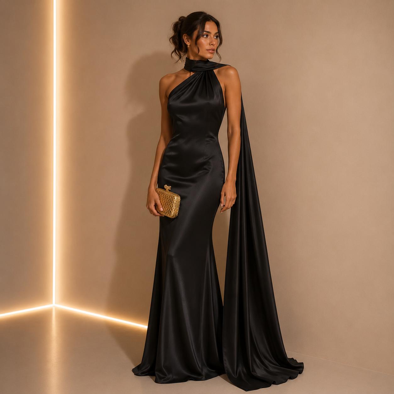 Amelie Rosier | Delphine — Vestido Halter con Cintas de Satén