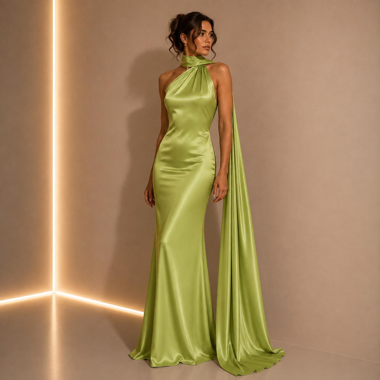 Amelie Rosier | Delphine — Vestido Halter con Cintas de Satén