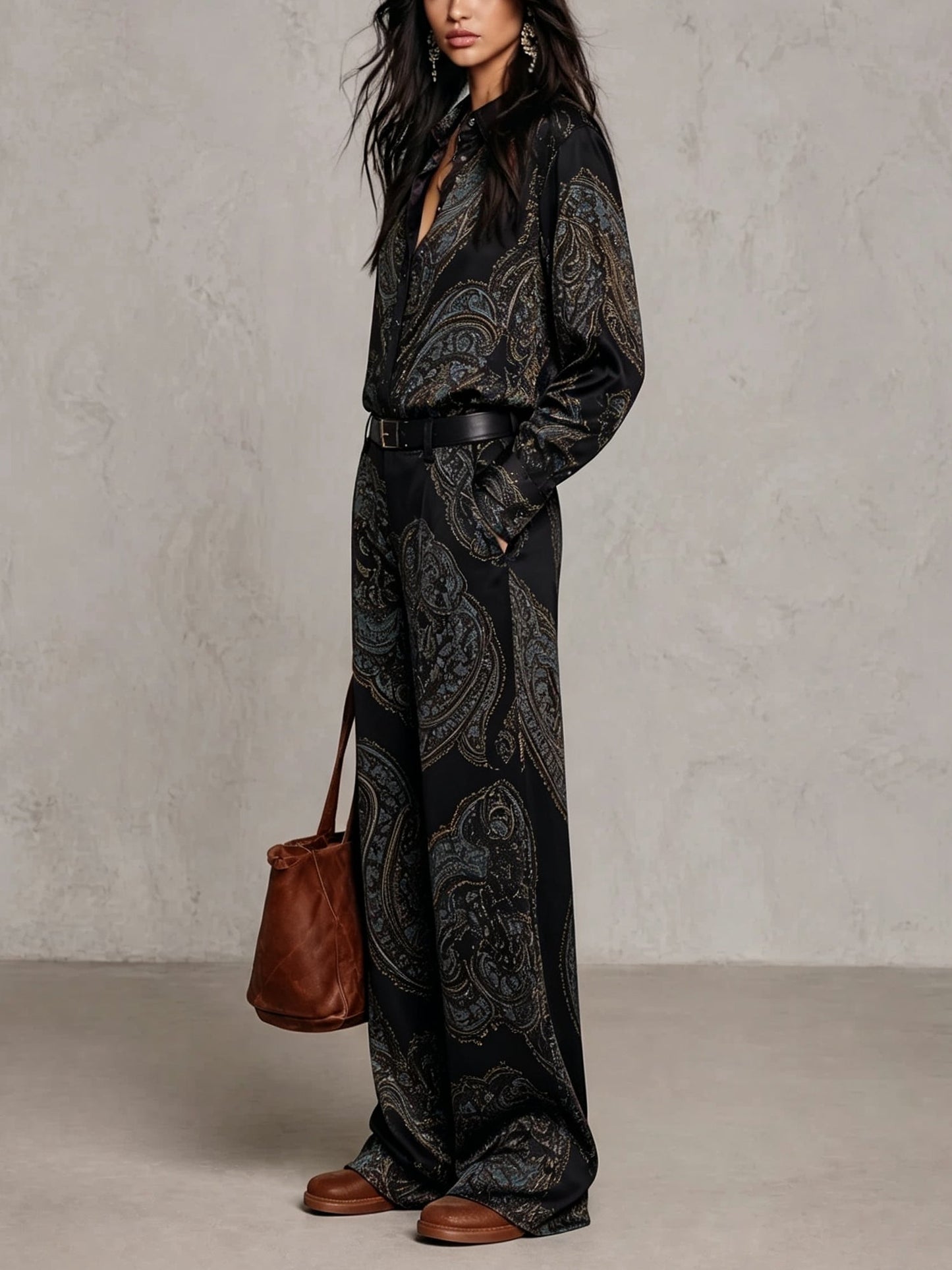 Amelie Rosier | Ariadna — Conjunto de Satén Estampado Paisley