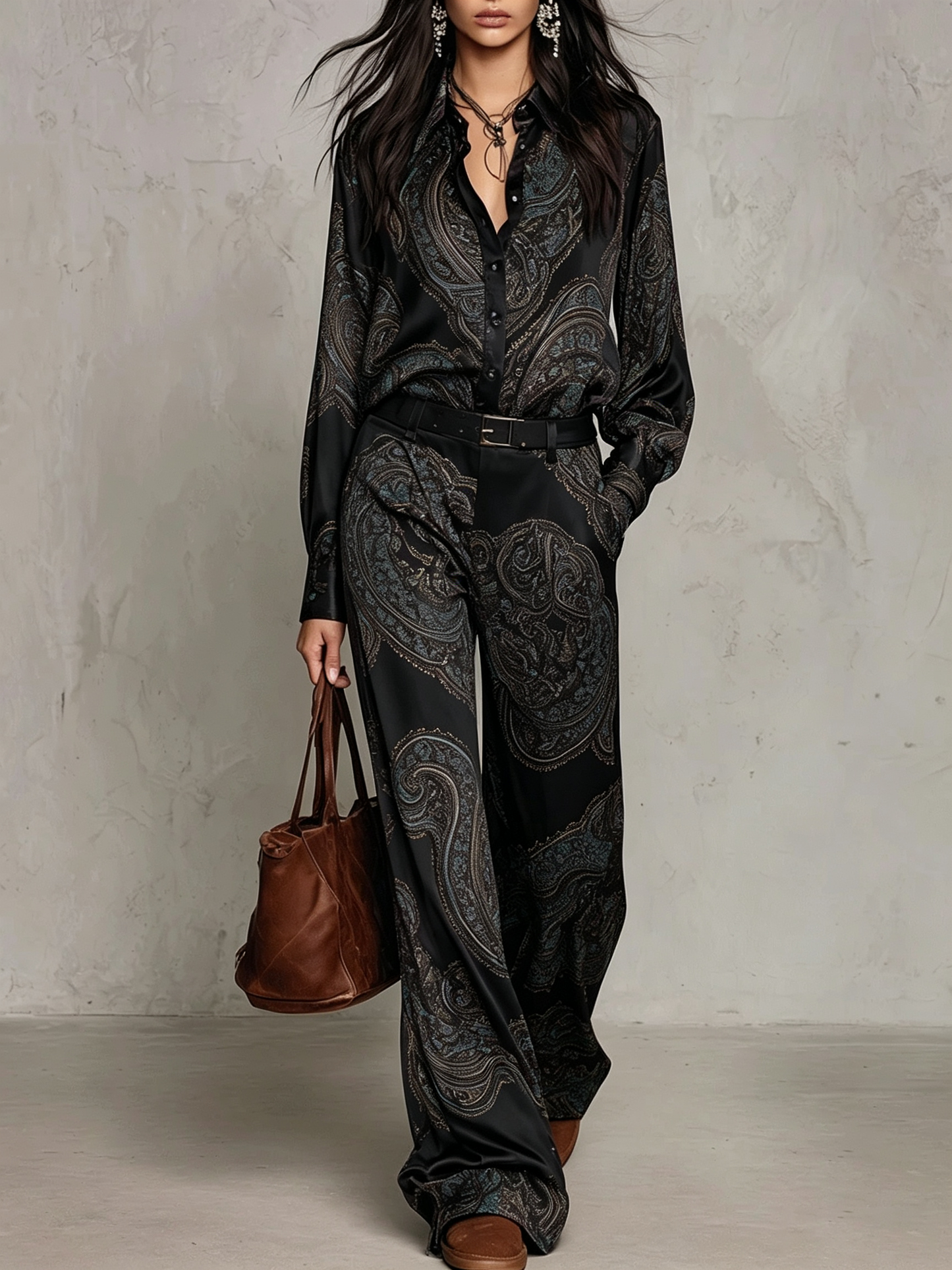 Amelie Rosier | Ariadna — Conjunto de Satén Estampado Paisley