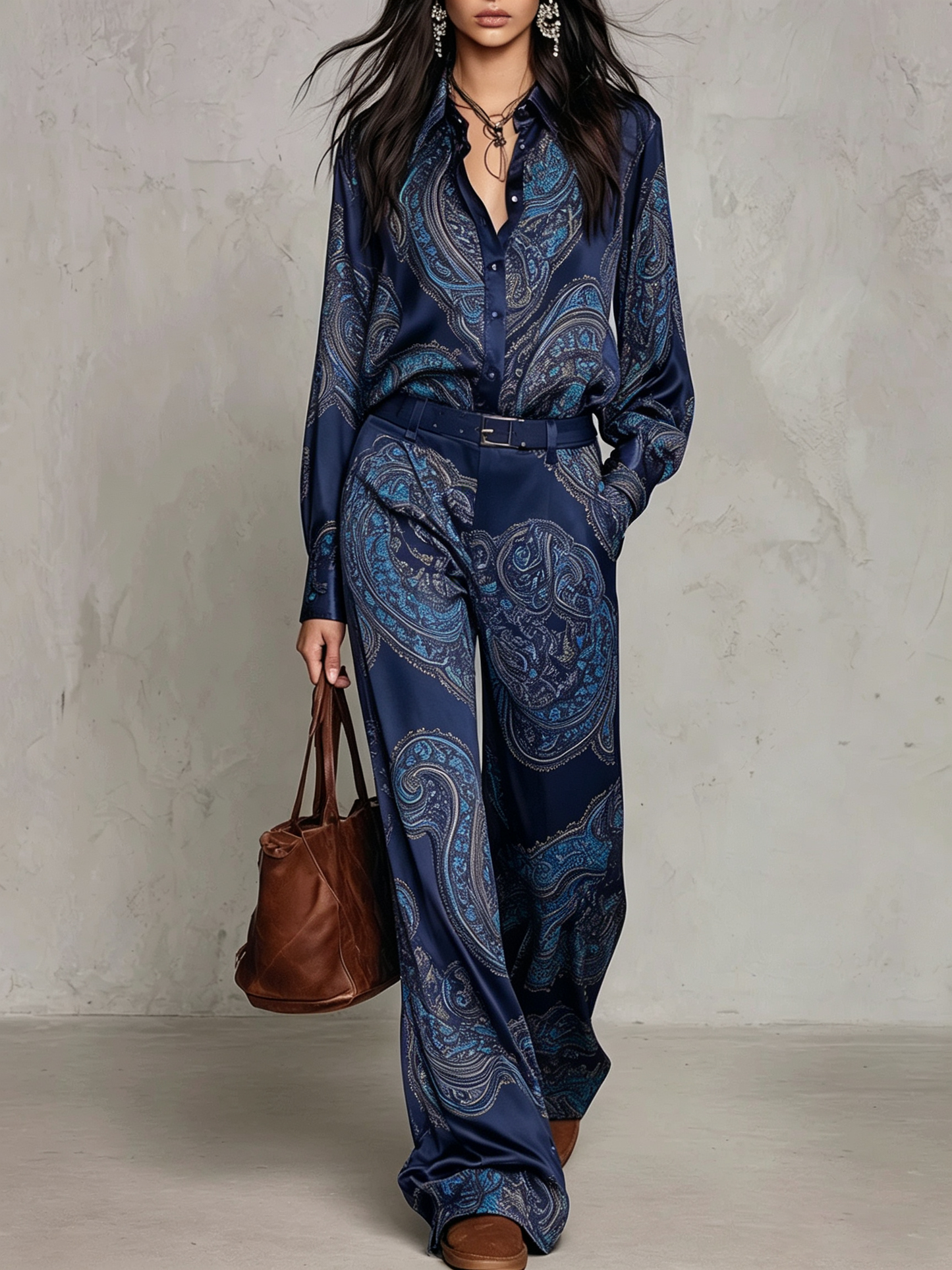 Amelie Rosier | Ariadna — Conjunto de Satén Estampado Paisley
