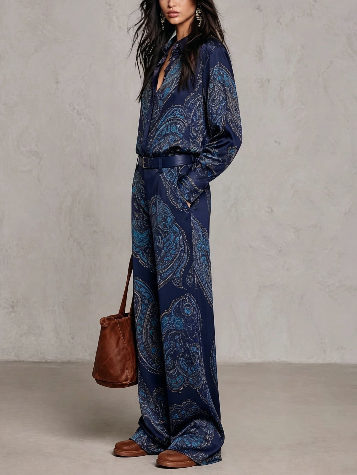 Amelie Rosier | Ariadna — Conjunto de Satén Estampado Paisley
