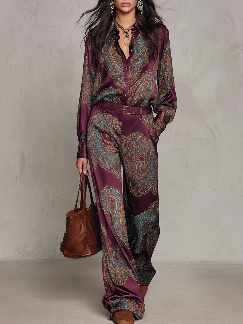 Amelie Rosier | Ariadna — Conjunto de Satén Estampado Paisley