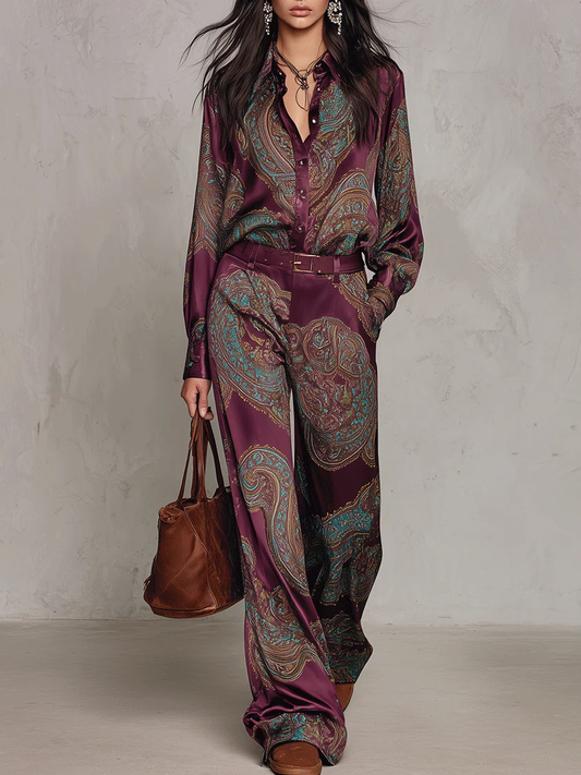 Amelie Rosier | Ariadna — Conjunto de Satén Estampado Paisley