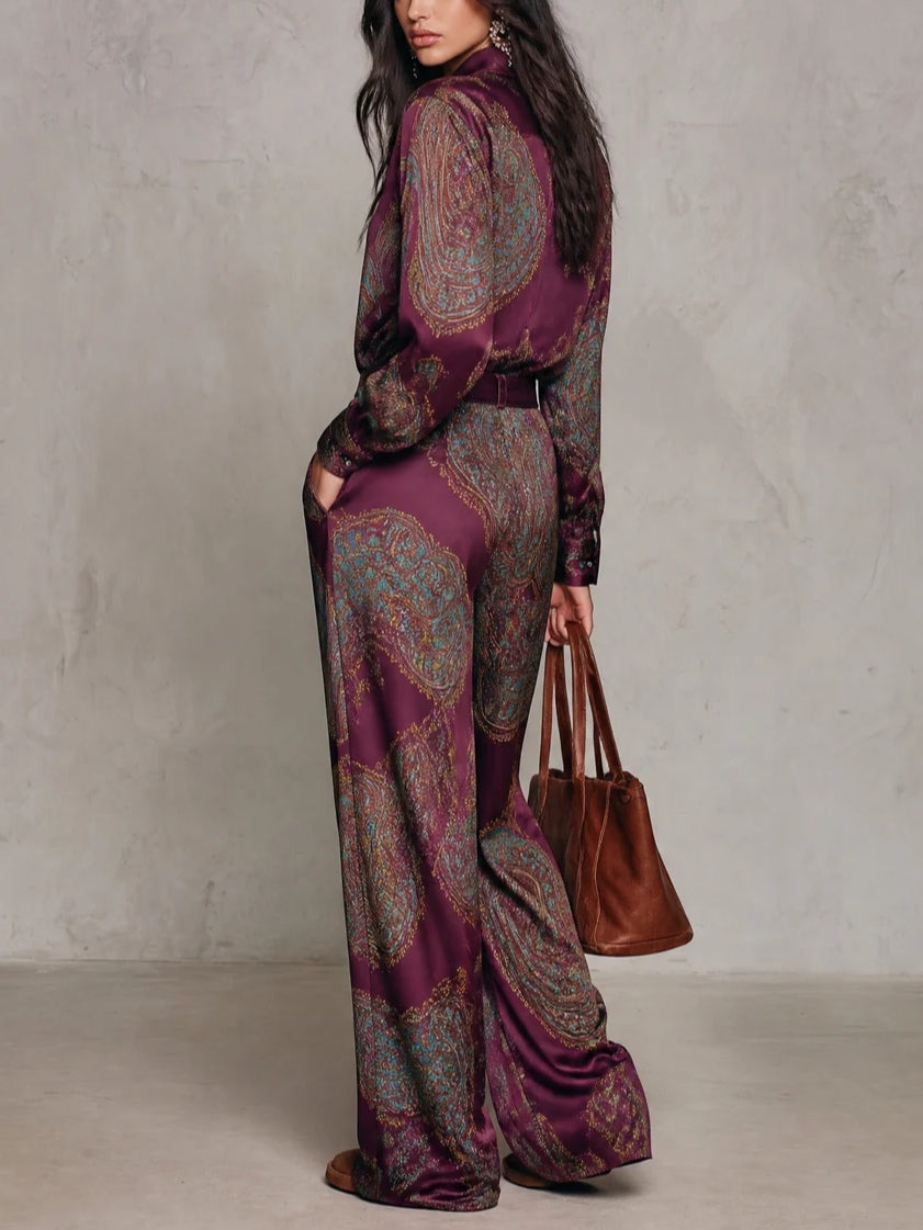 Amelie Rosier | Ariadna — Conjunto de Satén Estampado Paisley