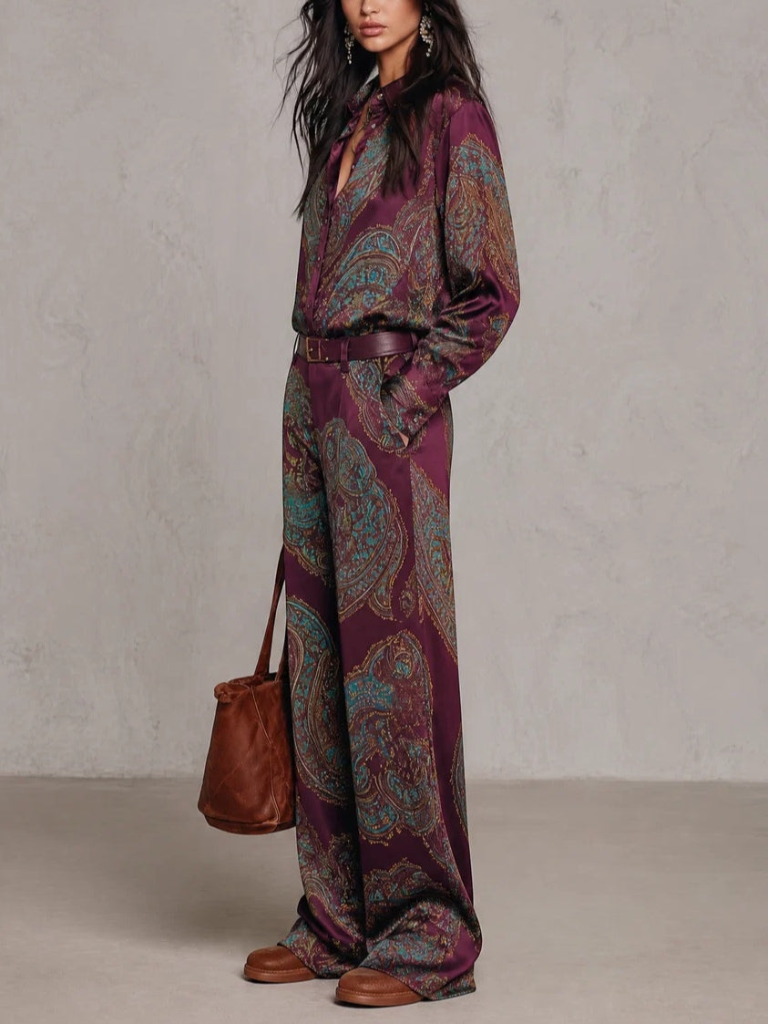 Amelie Rosier | Ariadna — Conjunto de Satén Estampado Paisley