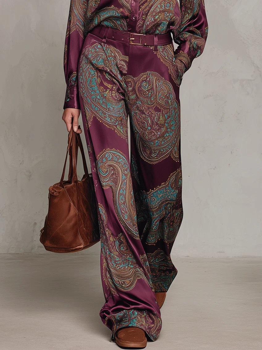 Amelie Rosier | Ariadna — Conjunto de Satén Estampado Paisley