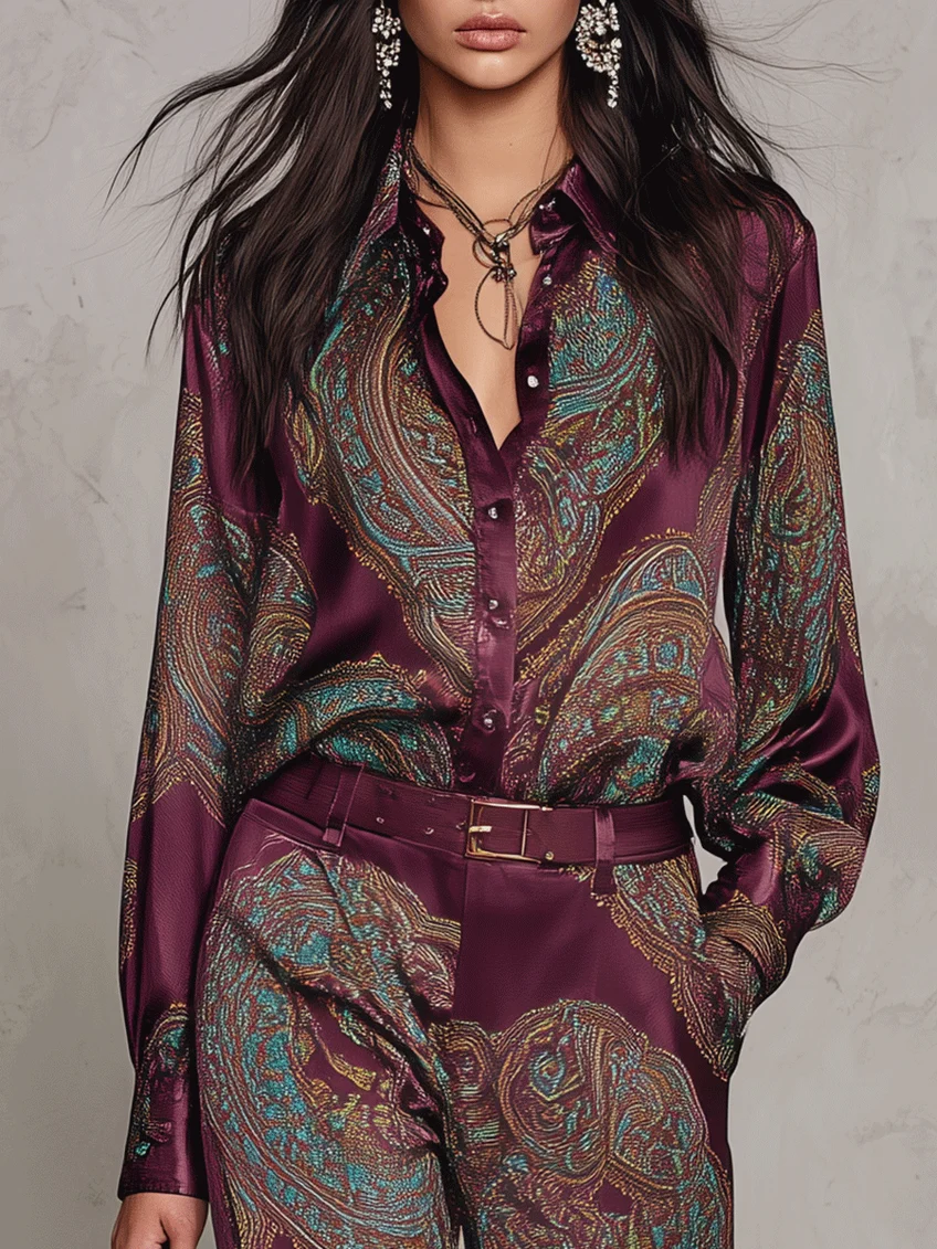 Amelie Rosier | Ariadna — Conjunto de Satén Estampado Paisley