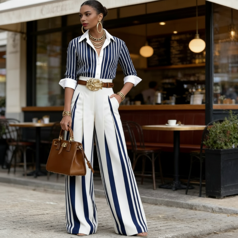 Amelie Rosier | Clara — Conjunto de Lino a Rayas