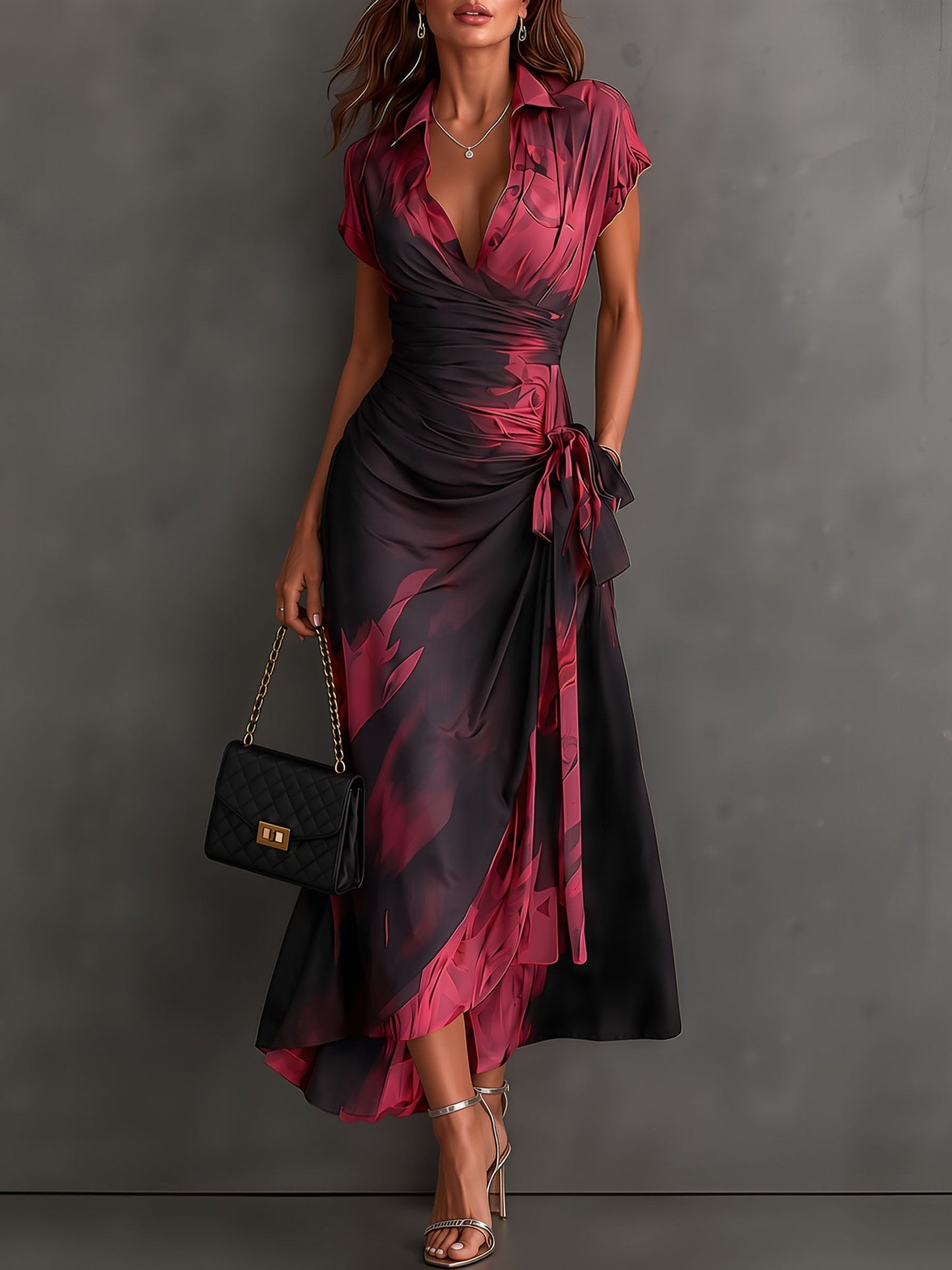Amelie Rosier | Valeria — Vestido Cruzado Estampado Abstracto